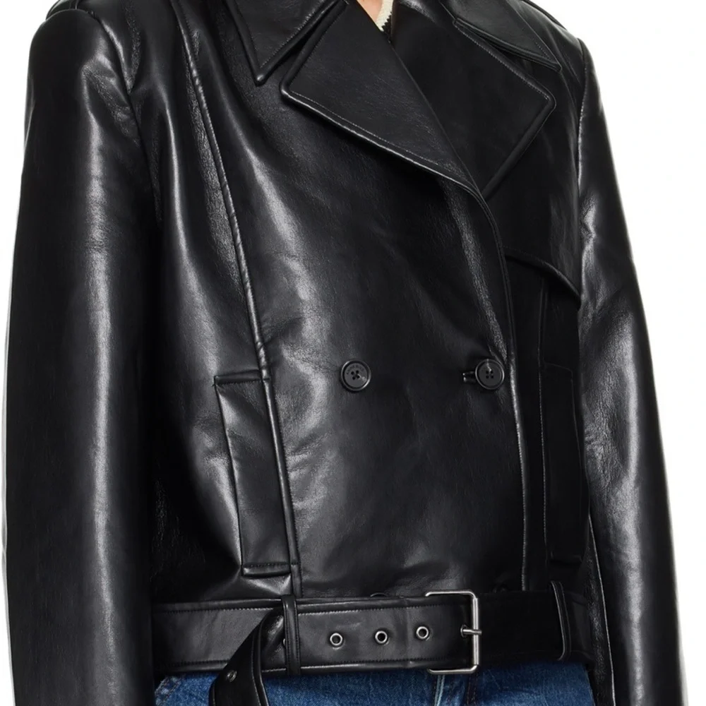 Anine Bing Black Leather Double-Breasted Jacket - Picture 5 of 7